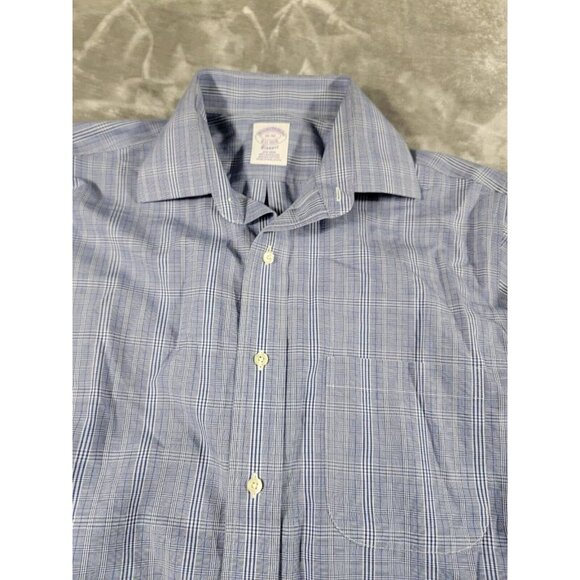 Brooks Brothers 1818 Classic Dress Shirt Mens Small 15-32 Blue Plaid Long Sleeve - Picture 1 of 6